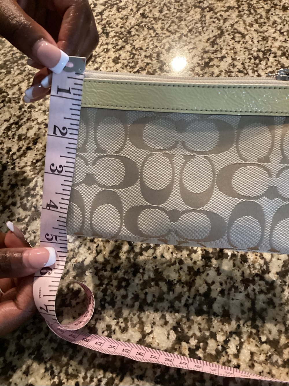 Coach Beige Signature Canvas Wristlet with  yellow leather trim - Picture 8 of 8